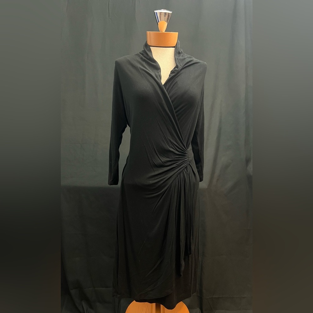Karen Kane dress - black faux wrap dress - size M